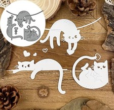 3Pcs/Set Cats Metal Die Cuts, Lovely Lying Cats Metal Cutting Dies, Stencils, Ca picture