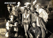 CIRCUS-CARNIVAL Photo/Vintage/Early 1900's/WOMAN PERFORMER & CLOWNS/4x6 B&W Rpt. picture