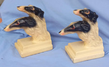 BORZOI  BOOKENDS ART DECO dog figurine 1938 original finish picture