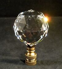 Lamp Finial-STUNNING LEADED CRYSTAL LAMP FINIAL**ANTIQUE BRASS BASE** picture
