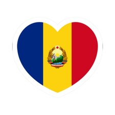 Heart Flag of Romania 1965-1989 - STICKER Vinyl Kiss-Cut Decal picture