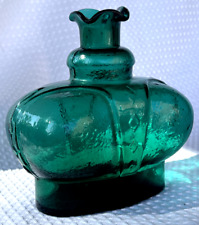 Vintage VICTRYLITE Glass Emerald Green / Ultramarine Crown Bottle Decanter ITALY picture
