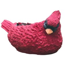 Hand Painted Red Cardinal Resin Candle-Holder Red Painted Resin Cardinal Planter picture