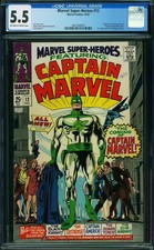 Marvel Super-Heroes 12 CGC 5.5 1st Captain Marvel Mar-Vell Yon-Rogg Una 1967 picture