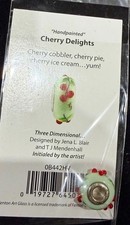 Fenton Art Glass Handpainted Cherry Delights Glass Bead, Sterling Silver Lined picture