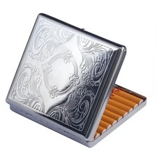 Vintage Bronze Floral Engraved Cigarette Case Slim Portable Business Card Holder picture