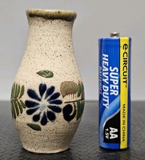 Vintage Mexican Clay Pottery Flower Vase Miniature 2¼”  Signed RS Decorative picture