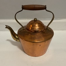 Vintage Copper and Brass Tagus Tea Pot with Wooden Handle, Charm, Timeless picture