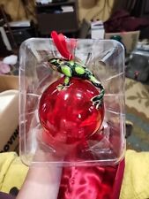 Dillard's Trimmings Cloisonne Frog on Red Glass Ball Ornament in Original Box picture