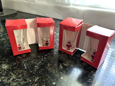 Set of 4 Vtg di Amore Amaretto Red Bubble Base Shot Glasses New Unused Barware picture