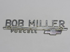 VTG Bob Miller Chevrolet Purcell Oklahoma Metal Dealership Badge Emblem Tag OK picture