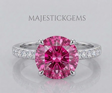 4 Ct Lab Grown Diamond Ring Sterling Silver Pink Round Cut VVS1 Certified picture