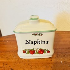 Vintage 70s Ceramic Strawberry Napkin Holder Cottagecore Grandmacore Kitchencore picture