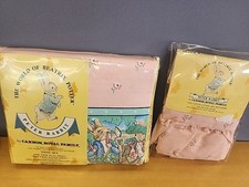 Vtg Beatrix Potter Peter Rabbit Pink Twin Sheet Set & Sham Cannon Royal Fam RARE picture