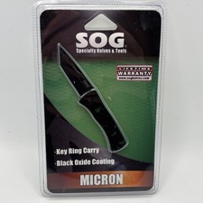 SOG Micron Key Ring Carry Black Oxide Folding Pocket Knife Tanto Blade New 2010 picture