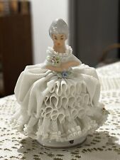VTG Sandizell Flower Lady Figurine Porcelain Lace White Dress W. Germany 4” Nice picture