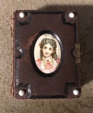 Antique circa 1800's Photo Album w/ Brass Clasp ~ 21 Photos & Tintypes  4x6 picture