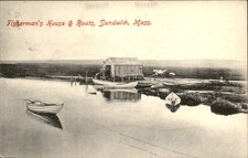 Sandwich MA Fisherman's House & Boats c1900s-10s Vintage Postcard picture
