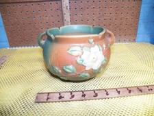 1940s ROSEVILLE Art Pottery 653-5 White Rose Jardiniere Planter picture