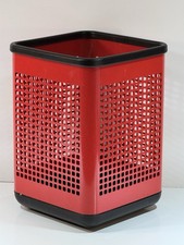 Vintage Neolt Space Aged Perforated RED Waste Storage Can 1980s ITALY picture