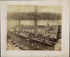 Ship in a Port, ca.1875, vintage albumin print vintage print, print a picture
