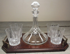 Vintage Wedgwood Crystal SHIPS CAPTAIN Decanter, Mahogany Wood Tray & 4 Glasses picture