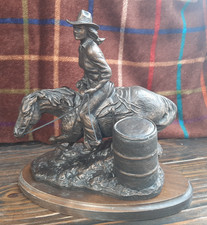 Vintage Terrance Patterson The Last Turn Barrel Racing Sculpture Statue 1990 picture