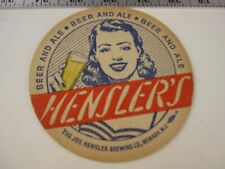 Vintage Hensler's Beer and Ale Newark NJ Brewing Related Coaster Beer Mat picture