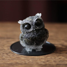 Owl Statue Tumbled Stone Gemstone Owl Figurine Home Shelf Décor picture