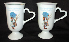 Vintage Holly Hobbie Tall Mug Gold Trim Heart Handle Lot of 2           (GR). picture