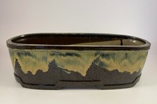 Vintage MCM Brown Green Blue Yellow Drip Glaze Planter Terracotta Pottery #22 picture
