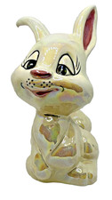 Easter Bunny pottery hand painted 1984 by WT with a iridescent wash picture