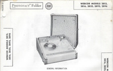 1958 WEBCOR 2812 2816 REEL To REEL Photofact SERVICE Repair MANUAL 2822 2892 picture