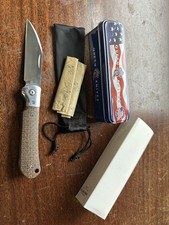 Queen Brown Burlap Micarta Pattern 84 Folding Pocket Knife USA Bohler M390 picture