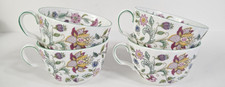 4 MINTON HADDON HALL Bone China Cups Made in England Green Rim picture