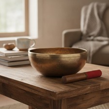 Tibetan Singing Bowl Wooden Mallet with Red Suede Cushion – Sound Healing Sti... picture