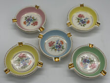 E&R American Artware Porcelain Ashtrays (Set Of    5) Gold Trim Vintage picture