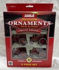 OFFICIAL CASE IH Farmall M RED Tractors Christmas Ornament 6 PIECE Set #8001 NIB picture