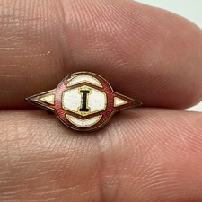 Vintage Owens-Illinois Red White Logo Lapel Pin Tie Tack Glass Manufacturer Rare picture