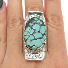 Old Pawn Navajo Sterling Silver Southwestern Peacock Turquoise Ring Size 12.25 picture