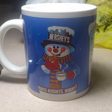 Hershey's Snowman Cocoa S'mores Campfire Recipe Mug Cup White/Blue picture
