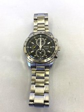 SEIKO Men's Chronograph 100M Analog Watch Black Dial Wristwatch picture