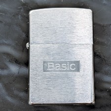 Zippo Lighter Vintage 1994 Basic Cigarette Promo Brushed Chrome+Box+USA 🔥 picture