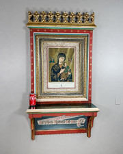 Antique Our Lady of Perpetual Help Signed Bouasse-Lebel Gothic Wall Shrine Dutch picture