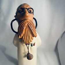 Vintage Hand Carved Wooden Doctor With Stethoscope Figurine Romer Cormano Italy picture
