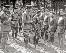 King George V Inspecting RAF France Military Officers WW1 Vtg. Photo picture