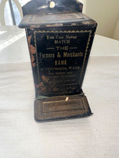 Farmers & Merchants Bank Vintage Promotional Tin Coin Bank Centralia, Wash. picture