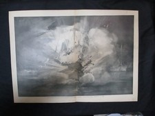 1899 Spanish American War Print- Destruction of U. S.  Battleship 