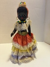 Vintage Ethnic Doll On Stand. Traditional Attire. Colorful Fabric And Jewelry. picture