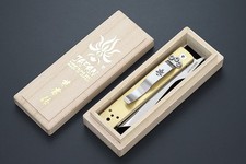 Kanetsune Seki Japan KB-561 Tanzaku-Tou Higonokami AUS-8 Blade Brass Handle Higo picture
